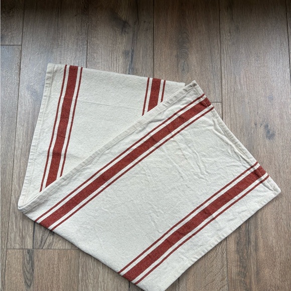 French Stripe Table Runner 80” Cream Burnt Orange Farmhouse Cotton European - Picture 2 of 6